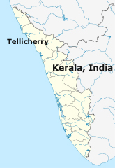 Tellicherry, Kerala, India Map of Tellicherry Region